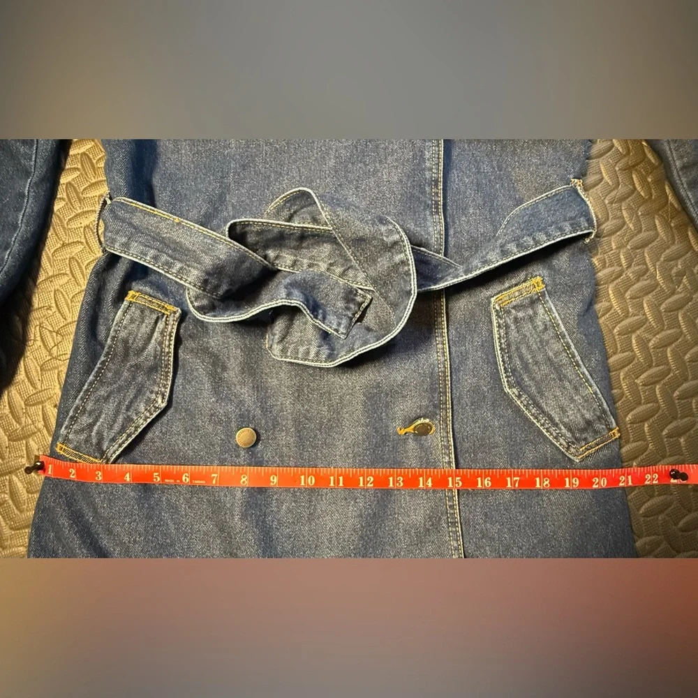Universal Thread Blue Denim Trench Coat - Picture 6 of 9
